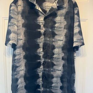 ASOS Men's Short-Sleeve Button-Up Shirt in Black and White Pattern